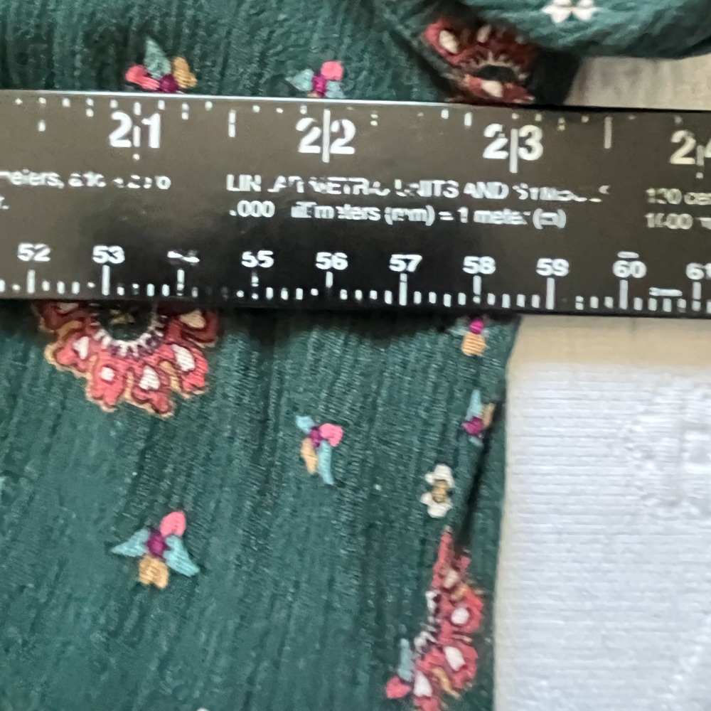 Knox Rose XL Boho Peasant Prairie Green Floral MIDI Dress Rayon - Picture 8 of 11